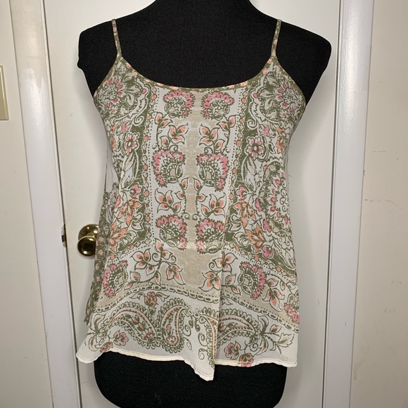 Aeropostale Green Floral Paisley Sheer Tank cami - Picture 1 of 4
